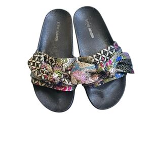 Steve Madden Women's Black and Multicolor Slide Sandals